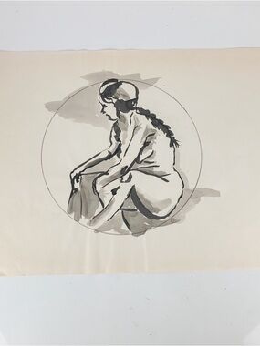 Vintage Female Nude Watercolor Painting Life Study Figure Drawing Rosemarie Hahn